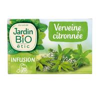 ETIC - Infusion verveine citronnée Bio JARDIN BIO | Savoureuse et apaisante | À déguster chaude | la boîte de 20 sachets | LOT DE 4