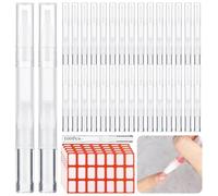 Etic Lot de 100 stylos à huile vides pour cuticules avec pointes pinceaux, 100 pièces + 105 autocollants, stylos vides pour ongles et tubes de croissance des cils liquides