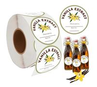 Etichette rotonde per estratto di vaniglia, 500 pezzi, colore bianco lucido per bottiglie di vaniglia, 5 cm