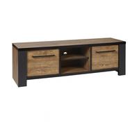 Altobuy Meuble TV ETIENNE 2 portes, 2 niches, aspect bois finition Denver et noir, Marron