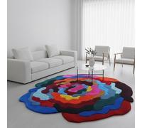 EtikaChange Tapis Rond Laine Fait Main Design 150 cm “Art Flower Vivid”- Tapis Fleur Chambre & Decoration Salon, Moderne & Aesthetic- Ultra Doux, Multicolore, Idéal Chambre Enfant & Adulte
