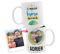 ETIKIDS Tasse LE MEILLEUR FRÈRE DU MONDE avec prénom et photo personnalisés. Idéal cadeau de Noël ou d'anniversaire personnalisé original. Tasse de petit déjeuner en céramique (Meilleur Frère)