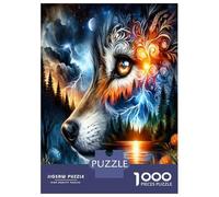 Étincelle œil Loup 1000 Pièces Pack Puzzle Intuition Canine Mythique Puzzle Carton Extra-épais - Favori des Collectionneurs, Détente Mentale, Pause Bureau Voyage Et Cadeaux De Fête 52x38cm/1000pcs