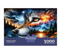 Étincelle œil Loup 1000 Pièces Puzzle Intuition Canine Mythique Puzzle Premium Carton Solide - DIY Familial Amusant, Belle Déco, Cadeau D’Anniversaire Parfait pour Les Enfants 52x38cm/1000pcs