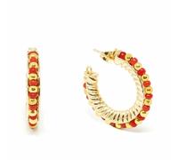 Etiopia Rojo 2Cm Pendientes #Oro Brillo 1 U