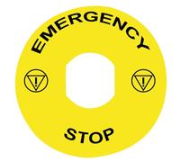 ETIQUETA EMERGENCY STOP 90MM.