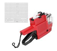 Étiqueteuse de pistolet d'étiquette de prix à 10 chiffres 2 lignes avec rouleau d'encre Étiqueteuse de prix Kit d'étiquettes d'étiquettes Outil de fixation de marqueur (Rouge)