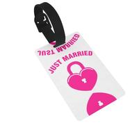 Étiquette à bagages « Just Married », étiquette en cuir avec boucle pour sac de voyage ou valise.