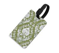 Étiquette à motif floral sur étiquette verte pour bagages, sac de voyage, valise, nom