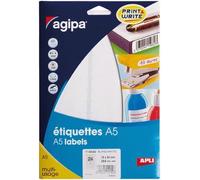 Etiquette adhesive A5 15x50 - Étui 384 - AGIPA - Blanc - Mixte