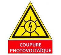 Etiquette Adhésive - Coupure Photovoltaïque - Autocollant 40 x 45mm - Signalisation Photovoltaïque - découpée à la forme