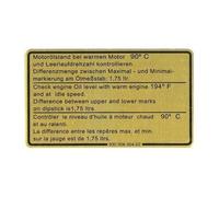 Étiquette adhésive indiquant le niveau d'huile moteur pour Porsche 911