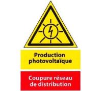 Etiquette Adhésive - Production Photovoltaïque - Coupure Réseau de Distribution - Autocollant 40 x 55mm - Signalisation Photovoltaïque - découpée à la forme