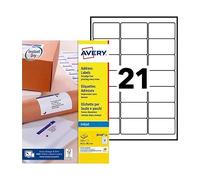 Avery J8160 Etiquettes adresses blanches jet d?encre 63,5 x 38,1 mm - Boîte de 525