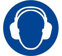 'Étiquette autocollant pictogramme Signal d'obligation"obligatoire Porter des protections pour l'audition - OR003 - 10 par paquet, 100x100mm, 1