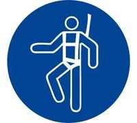 'Étiquette autocollant pictogramme Signal d'obligation"obligatoire Porter l'Harnais de sécurité - or018 - 10 par paquet, 100x100mm, 1