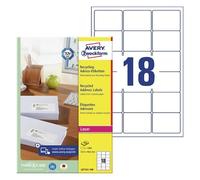 Etiquette autocollante avery adresse recyclee laser blanc 63,5 x 46,6mm boite de 1800
