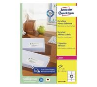 Etiquette autocollante avery adresse recyclee laser blanc 99,1 x 42,3mm boite de 1200