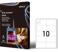 Étiquette Autocollante Mate Blanche A4, 95 X 56 Mm, 30 Feuilles, Papier Adhésif Imprimable Pour Imprimantes Laser & Jet D'encre, 10 Étiquettes Par Feuille