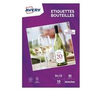 Etiquette avery blanc 12x9cm pour bouteille jet d encre paquet de 40
