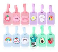 Etiquette Bagage, 12 Pcs Dessin Animé Étiquette Valise Avion Étiquette Valise Avion Étiquette De Voyage Colorées Étiquette Bagage Plastique Pour Valise Bagages Sacs à Dos Voyages,Etiquette Valise