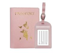 Étiquette Bagage et Couvertures de Passeport,1 Cuir Etiquette Valise + 1 Porte Passeport Voyage Étiquette Valise Porte-Passeport pour Prévenir la Perte des Sacs et Valises
