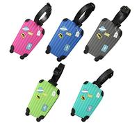 Étiquette Bagage, Étiquettes Valise, Porte Étiquette Bagage, en Alliage D'aluminium avec Cordes en pvc et Porte-Nom pour Prévenir la Perte des Sacs et Valises, 5 Couleurs