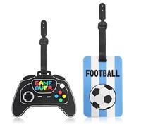 Etiquette Bagage Set de 2, Etiquette Valise Créatives Sacs à Bagages Étiquettes de Voyage de Sécurité Adultes Enfants - Football, Consoles de jeux