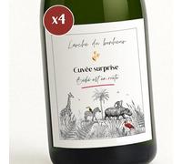 Étiquette Bouteille Annonce Grossesse “Bébé est en route” - Idée Cadeau Originale Futur Papa/Grands-Parents/Tata Tonton - Autocollant Vin Champagne Surprise (lot de 4 étiquettes)
