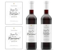 Etiquette bouteille vin annonce parrain marraine | demande parrain marraine | cadeau parrain marraine | baptême