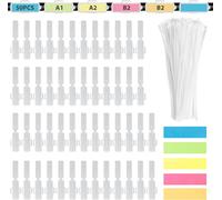 Etiquette Cable,50pcs Marquage Serre Cable,50pcs Collier de Serrage et Étiqueter 5 Couleurs,Attaches Isolées Ignifuges Marqueurs De Câble,Convient pour Le Marquage et La Classification Tous de Câble