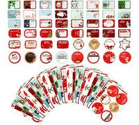 Étiquette Cadeau Autocollante 240Pcs - Motif Bonhomme de Neige, Père Noël, Wapiti - Pour Emballage Cadeau Bricolage et Décoration de Noël