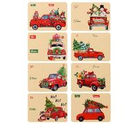 Etiquette Cadeau Noel - 80 Pièces Etiquette Cadeau Noël Autocollante Papier Kraft, 8 Modèles Étiquettes Cadeaux Noël Vintage, Autocollants Étiquettes Noel pour les Emballages Cadeaux décoratifs