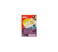 APLI Pochette d'étiquettes 119626 – 40 étiquettes CD/DVD A4 Ø 18 mm