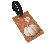 Étiquette citrouille blanche sur une étiquette orange pour bagages, étiquette d'identification pour valise, idéal pour les sacs à dos de voyage et de croisière