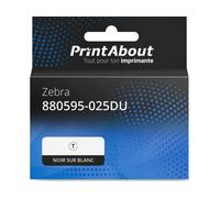 Étiquette compatible Zebra 880595-025DU - (38 mm x 25 mm) 12 rouleaux - Noir sur blanc