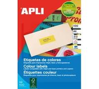 Apli 100764 Lot de 2400 Etiquettes DIN A4 multi usage 70 mm x 35 mm Jaune Fluo