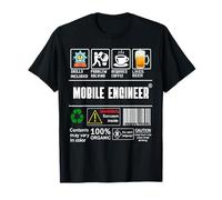Étiquette d'avertissement d'ingénieur Mobile Compétences Café Bière Sarcasme T-Shirt