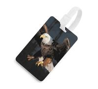 Étiquette de bagage 3D aigle chauve mignonne et unique pour sac de voyage, étiquette d'identification personnalisée, étiquette d'adresse, anneau rond durable, cadeau de voyage, essentiels d'aéroport