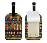 Étiquette de bagage africaine classique avec impression tissée - Accessoire de voyage - 10,9 x 7,9 cm - Protection de la vie privée