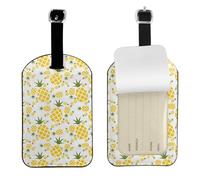 Étiquette de bagage ananas avec dos intégral pour carte d'identité, étiquettes d'identification de valise, étiquettes d'identification de bagages en cuir synthétique