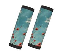 Étiquette de bagage antidérapante avec imprimé coquelicots sur ciel bleu pour voyage confortable