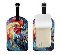 Étiquette de bagage artistique colorée en cuir de poulet avec protection de l'intimité - Étiquette de sac de voyage souple, étiquette d'identification personnalisée élégante pour valises