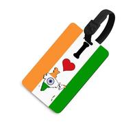 Étiquette de bagage avec cordon « I Love My Country » - Drapeau Lndia - Étiquettes d'identification de bagages - Étiquettes amusantes pour valise, équipement de sport, cadeau d'amitié