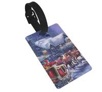 Étiquette de bagage avec imprimé Père Noël et cerf pour valises mignonnes imperméables et réutilisables pour sac de voyage, sac à dos, étiquettes cadeaux