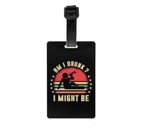 Étiquette de bagage avec inscription « Am I Drunk I Might Be Humor Alcohol Saying »