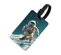 Étiquette de bagage avec inscription « Astronaute on Skis » - Jolie étiquette de bagage unique - Étiquette d'identification personnalisée - Carte d'adresse et anneau rond durable - Cadeau idéal pour