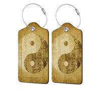 Étiquette de bagage avec symbole Yin Yang pour valise, étiquettes de bagage durables avec identifiants en boucle en métal avec PU étiquettes de nom d'adresse et pour les voyages