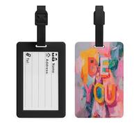 Étiquette de bagage avec texte coloré « Be You » graffiti pour sac de voyage, valise, étiquettes nominatives
