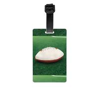 Étiquette de bagage ballon de rugby blanche fabriquée en PVC avec une sangle amovible, parfaite pour les voyages légers et une étiquette d'identification de voyage.